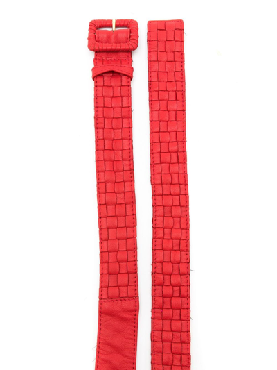 Shop Amir Slama Woven Leather Belt In Red