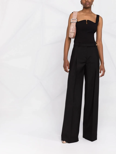 Versace Tailored Wide-leg Pants Front Pleats In Black