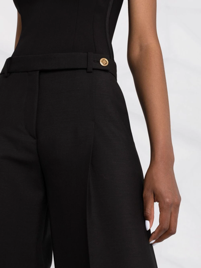 Versace Tailored Wide-leg Pants Front Pleats In Black