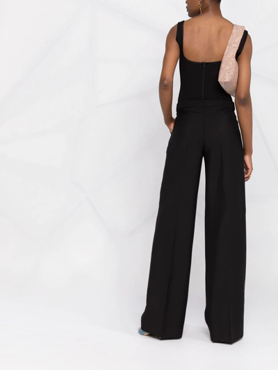 Versace Tailored Wide-leg Pants Front Pleats In Black