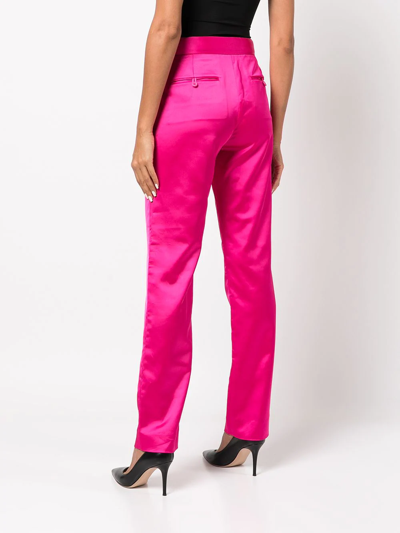 Rta 'maren' Flat Front High Rise Satin Pants In Rosa
