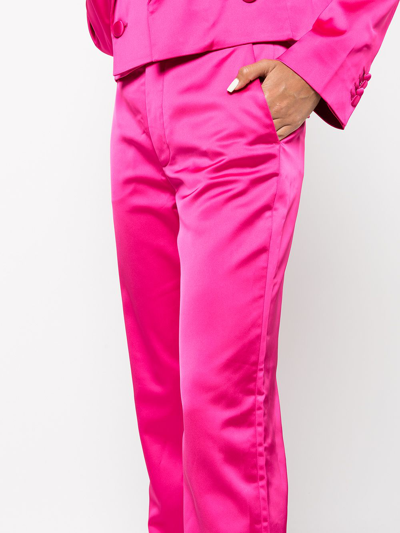 Rta 'maren' Flat Front High Rise Satin Pants In Rosa