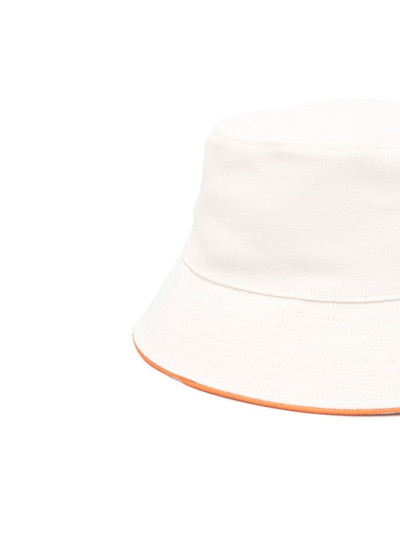 Shop Mcm Sommer Embroidered Logo Bucket Hat In White