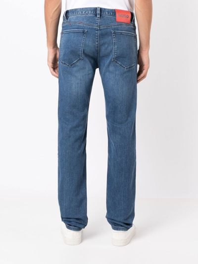 Shop Hugo Slim-fit Stonewashed Jeans In Blue