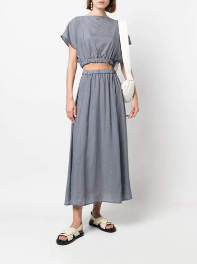 Shop Totême Elasticated Maxi-skirt In Blue