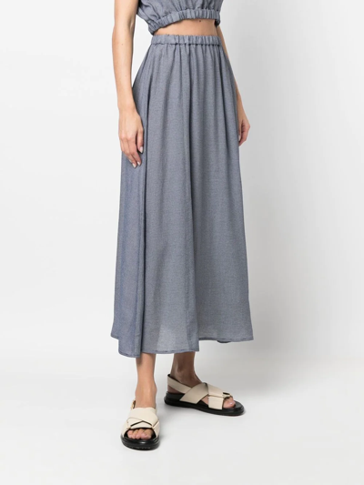 Shop Totême Elasticated Maxi-skirt In Blue