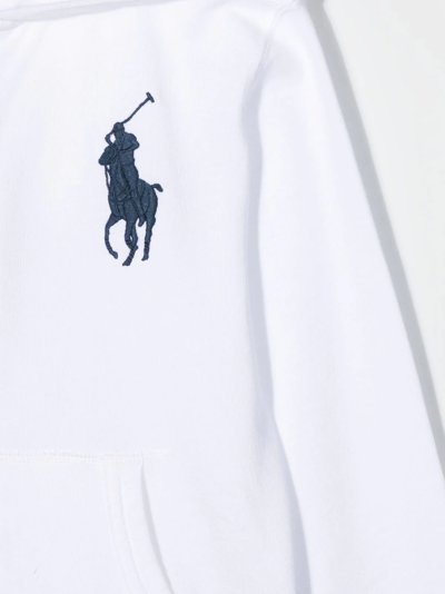 Polo Ralph Lauren Big Pony-embroidered Zip-up Hoodie In Weiss