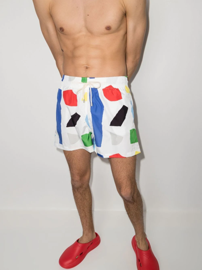 Shop Arrels Barcelona Patterned Swim Shorts In White