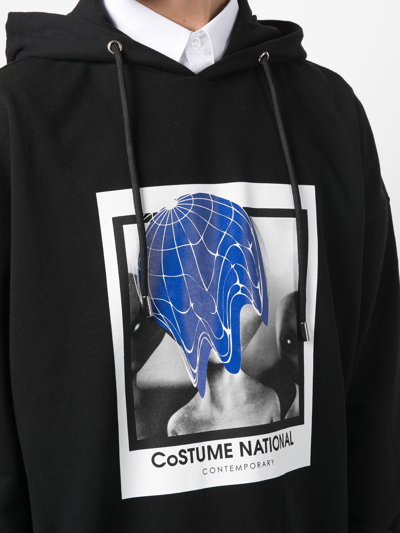 Shop Costume National Contemporary Graphic-print Pullover Hoodie In Black
