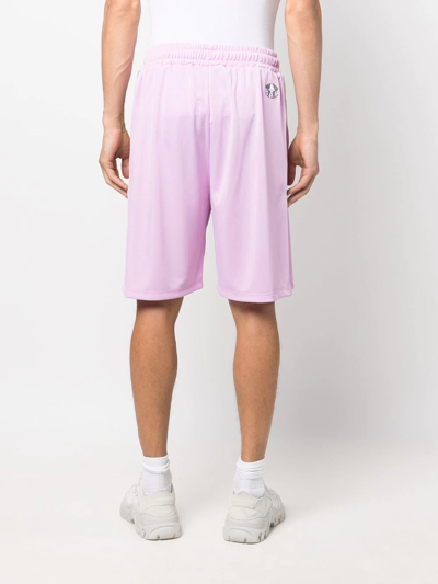 Shop Barrow Logo-print Side-stripe Shorts In Purple