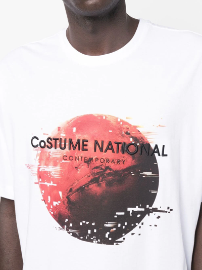 Shop Costume National Contemporary Graphic-print Logo-embroidered T-shirt In White