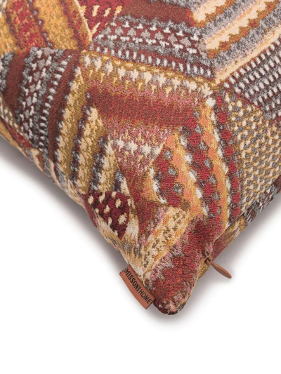 Missoni Geometric Patchwork Embroidered Cushion In Brown