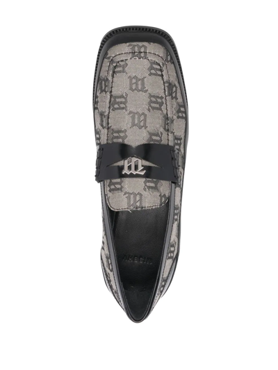 Shop Misbhv Monogram-print Penny Loafers In Grey