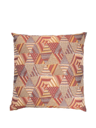 Missoni Geometric-jacquard Cushion In Red