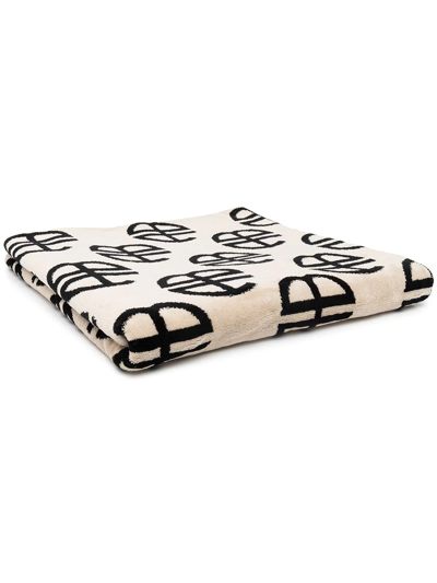 Shop Anine Bing Monogram Two-tone Towel In Black