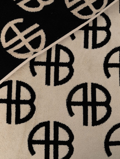 Shop Anine Bing Monogram Two-tone Towel In Black