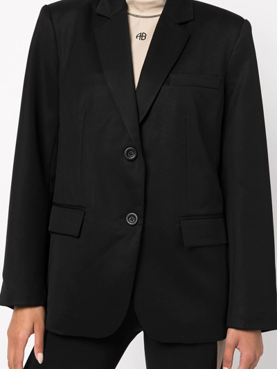 Shop Anine Bing Classic Single-breasted Wool Blazer In Black