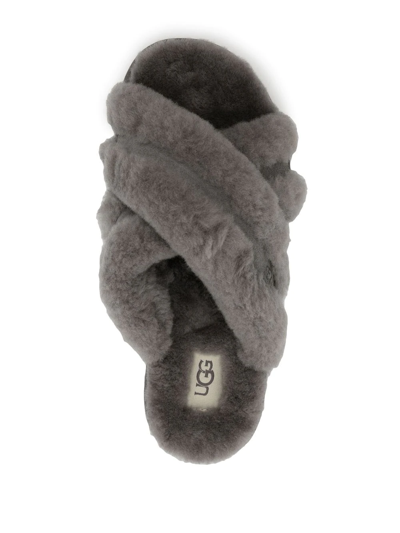 Shop Ugg Scuffita Shearling Slides In Grau