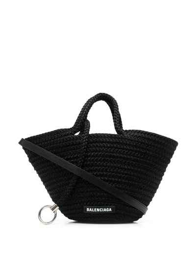 Shop Balenciaga Small Ibiza Woven Basket Bag In Schwarz