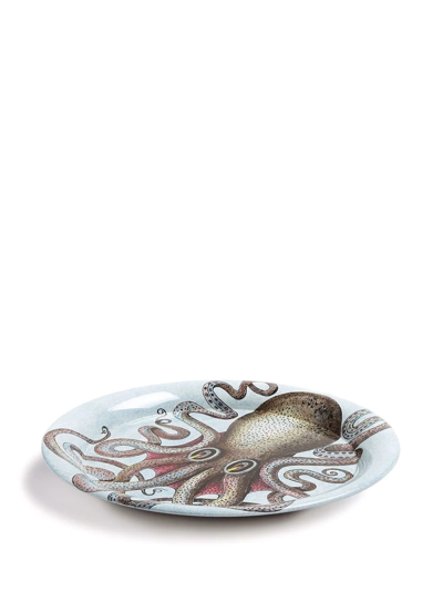 Fornasetti Polipo Round Tray In Blau