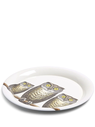 Shop Fornasetti Civette Owl-print Tray In Weiss