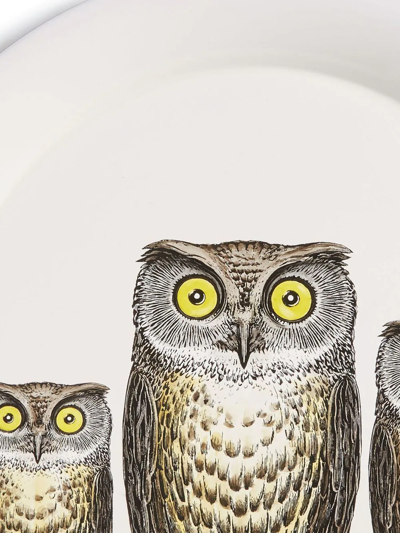 Shop Fornasetti Civette Owl-print Tray In Weiss