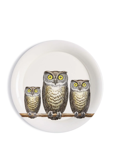 Shop Fornasetti Civette Owl-print Tray In Weiss