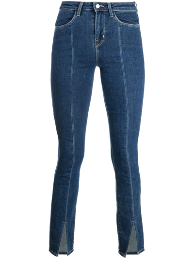 Shop L Agence Jyothi Split-hem Jeans In Blau