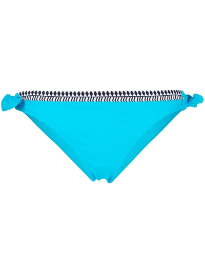 Shop Lemlem Lena Contrast-trim Bikini Briefs In Blau