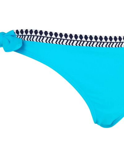 Shop Lemlem Lena Contrast-trim Bikini Briefs In Blau