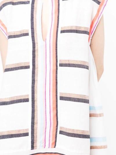 Shop Lemlem Stripe-print Caftan Dress In Weiss
