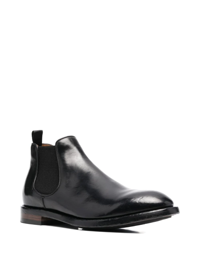 Shop Officine Creative Elasticated-panel Leather Boots In Black