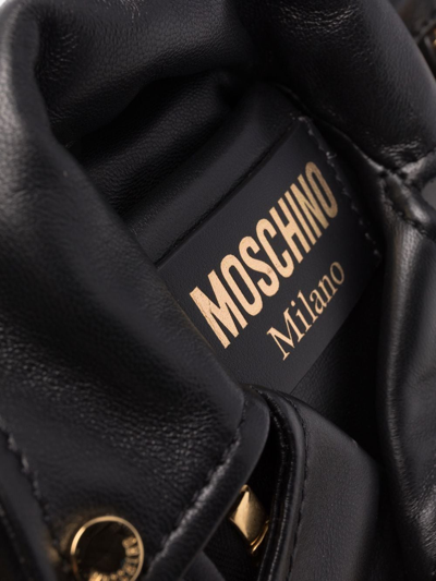 Shop Moschino Logo-plaque Leather Shoulder Bag In Black