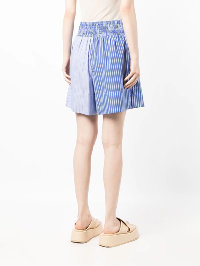 Shop Colville Two-tone Striped Cotton Shorts In Blue