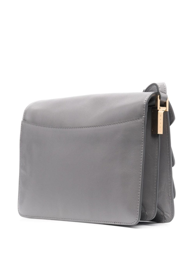 Shop Marni Trunk Soft Medium Crossbody Bag In Grey