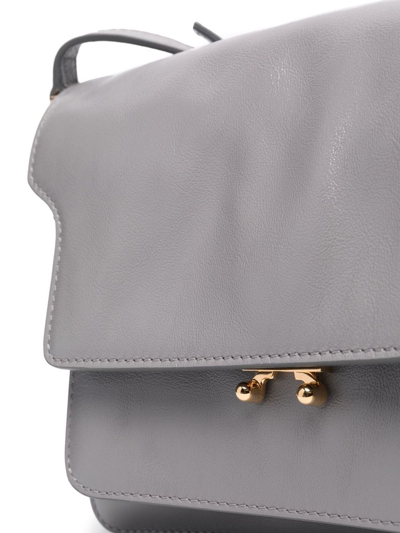 Shop Marni Trunk Soft Medium Crossbody Bag In Grey
