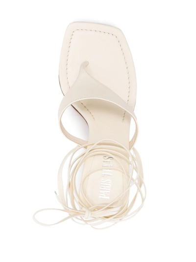 Shop Paris Texas Iris Lace-up 100mm Sandals In Neutrals