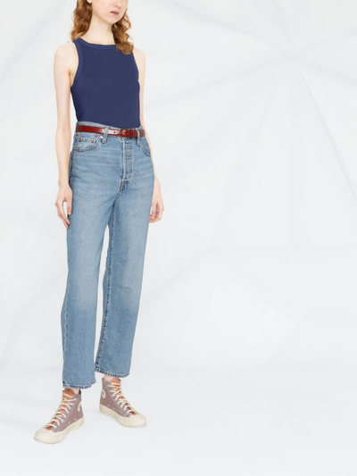 Shop Levi's Ribcage Straight-leg Cropped Jeans In Blue