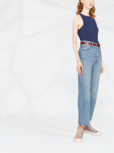 Shop Levi's Ribcage Straight-leg Cropped Jeans In Blue