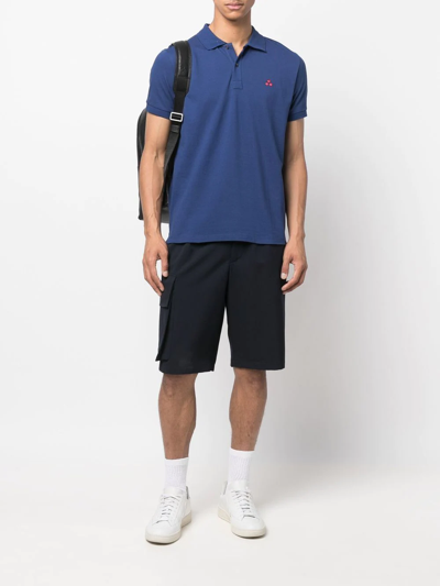 Peuterey Embroidered Logo Polo Shirt In Blue