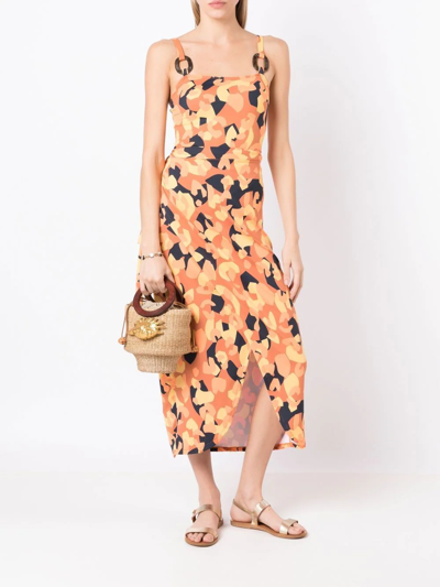 Shop Brigitte Abstract Print Beach Skirt In Orange