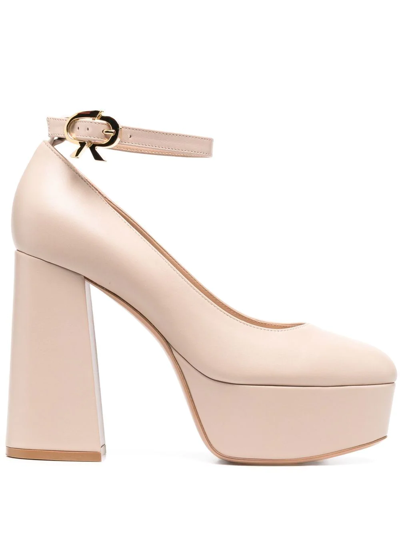 Shop Gianvito Rossi Manila 120mm Leather Platform Pumps In Neutrals