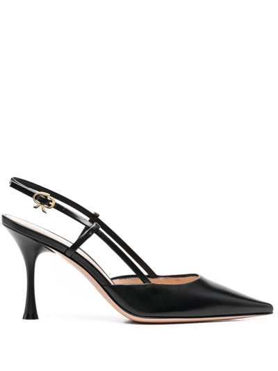 Gianvito Rossi 85mm Ascent Leather Slingback Pumps In Black