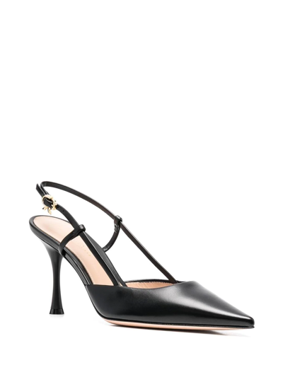 Gianvito Rossi 85mm Ascent Leather Slingback Pumps In Black