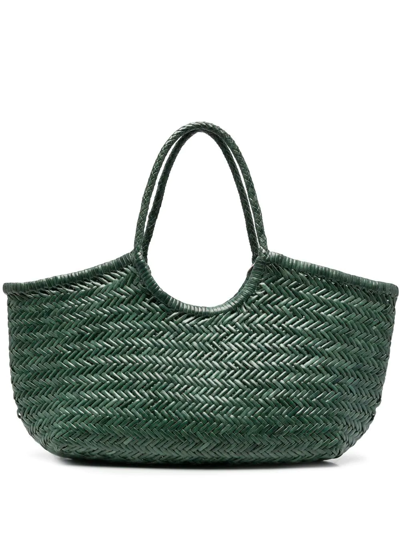 Shop Dragon Diffusion Nantucket Interwoven Leather Tote Bag In Green