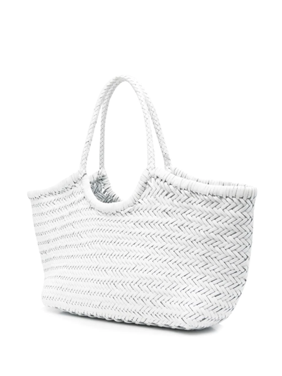 Shop Dragon Diffusion Woven Leather Shoulder Bag In White