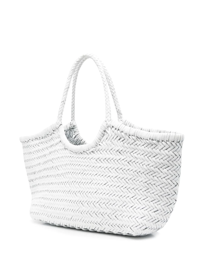 Dragon Diffusion Woven Leather Shoulder Bag In White