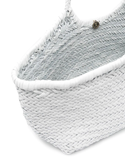 Dragon Diffusion Woven Leather Shoulder Bag In White
