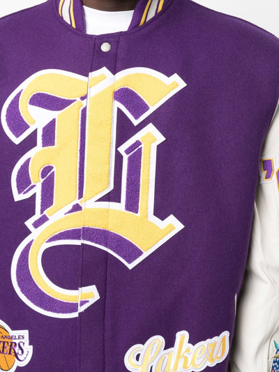 JEFF HAMILTON Lakers Appliquéd Felt and Leather Bomber Jacket for