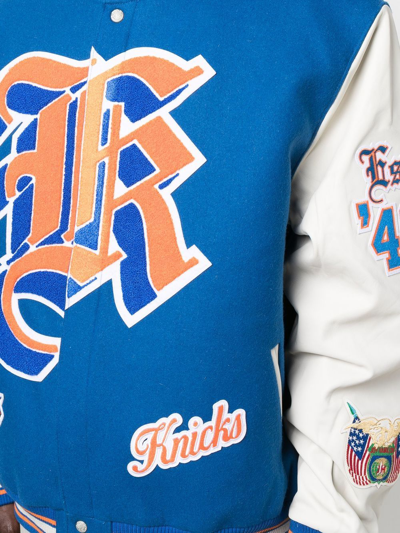 Shop Jeff Hamilton Knicks-print Detail Bomber Jacket In Blue